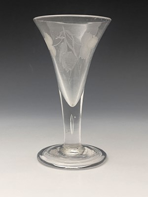 Lot 435 - An air trap ale glass, circa 1750, the trumpet...