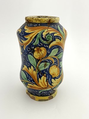 Lot 769 - An Italian Maiolica albarello pharmacy jar,...