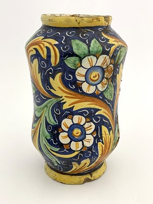 Lot 769 - An Italian Maiolica albarello pharmacy jar,...