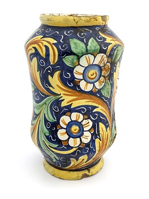 Lot 769 - An Italian Maiolica albarello pharmacy jar,...