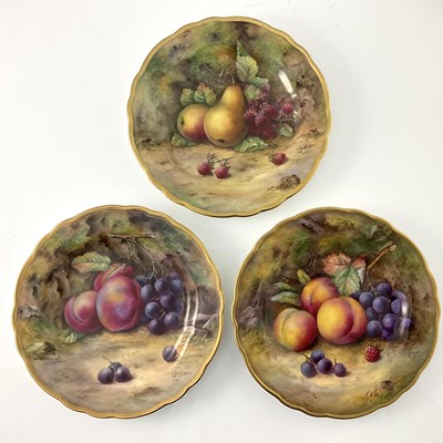 Lot 952 - H Lockyer for Royal Worcester, three fruit...