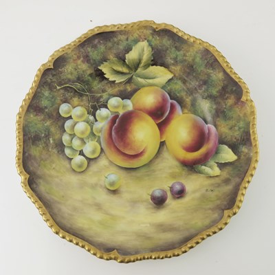 Lot 963 - B Cox for Royal Worcester, a fruit painted...