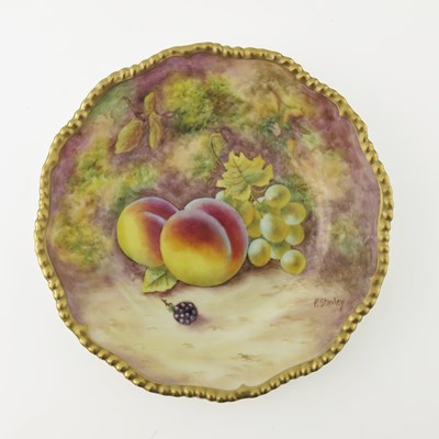 Lot 966 - P Stanley for Royal Worcester, a fruit painted...