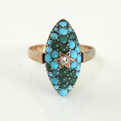 Lot 183 - A Victorian turquoise and diamond ring,...