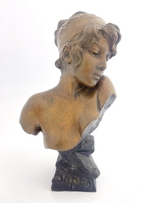 Lot 722 - Emmanuel Villanis, an Art Nouveau bronze bust,...