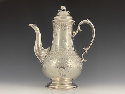 Lot 130 - A Victorian silver coffee pot, of baluster...