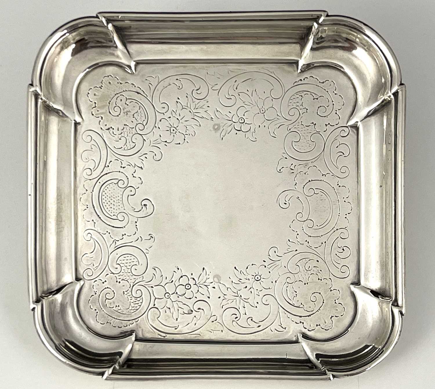 Lot 119 - A George I silver waiter, of square form with...