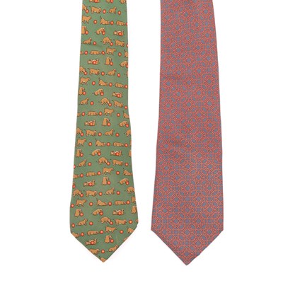 Lot 379 - Hermes, two silk ties, to inlcude a blue tie...