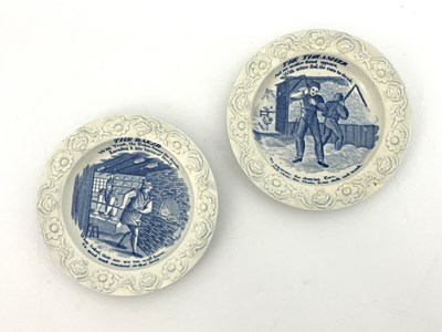 Lot 1002 - A pair of pearlware blue and white nursery...