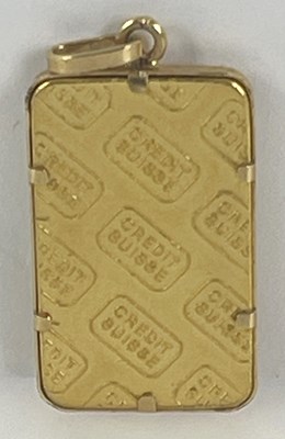 Lot 11 - A 10g fine gold ingot pendant, Credit Suisse,...