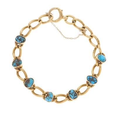 Lot 33 - A late Victorian 18ct gold turquoise matrix bracelet