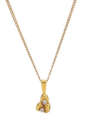 Lot 152 - A 22ct gold diamond nugget pendant, with gold chain