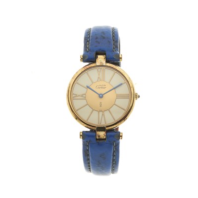 Lot 219 - Cartier, a silver gilt Must de Ronde Vendome wrist watch