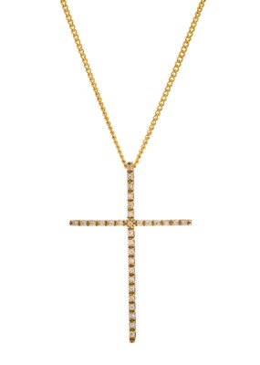 Lot 103 - An 18ct gold diamond cross pendant