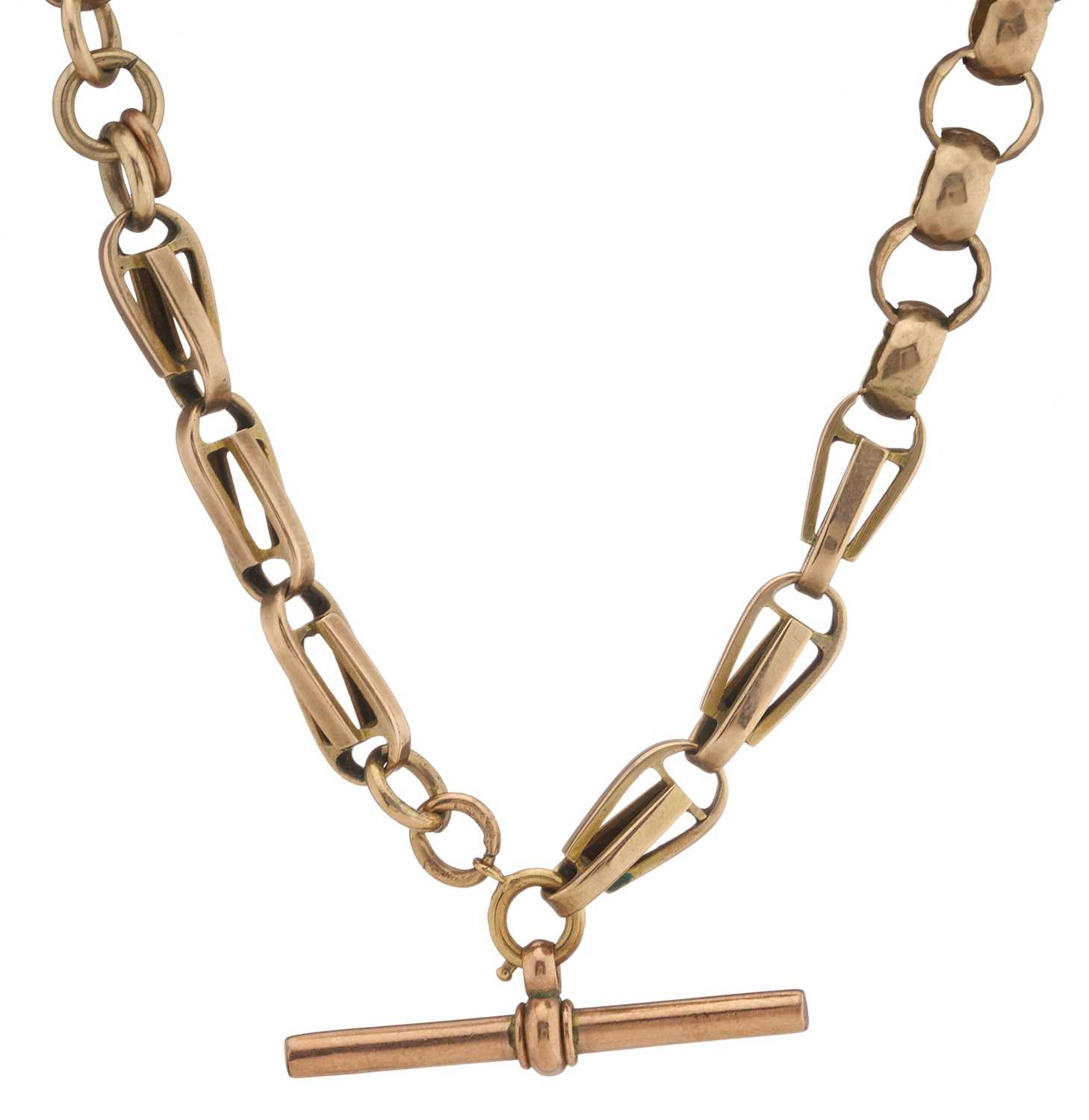 Lot 18 - A 9ct gold fancy-link Albert chain
