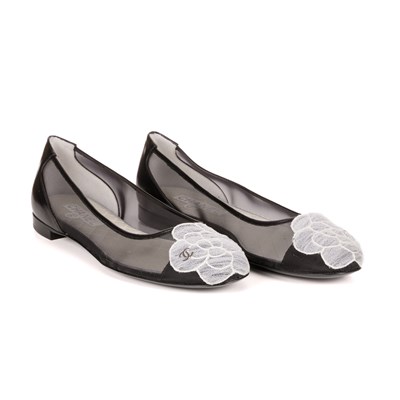 Lot 311 - Chanel, a pair of unworn Camellia mesh flat...