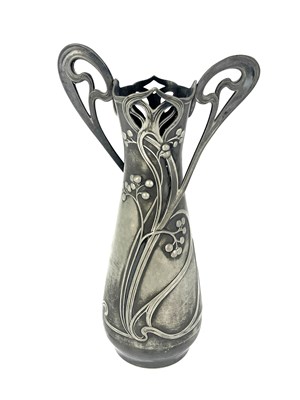 Lot 170 - WMF, a Jugendstil silver plated vase, twin...