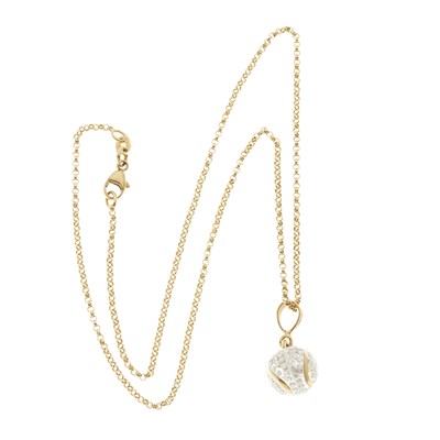 Lot 182 - A gold diamond tennis ball pendant, with chain