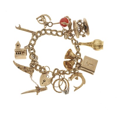Lot 49 - A mid 20th century 9ct charm bracelet