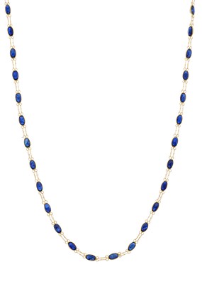 Lot 140 - A 14ct gold sapphire line necklace