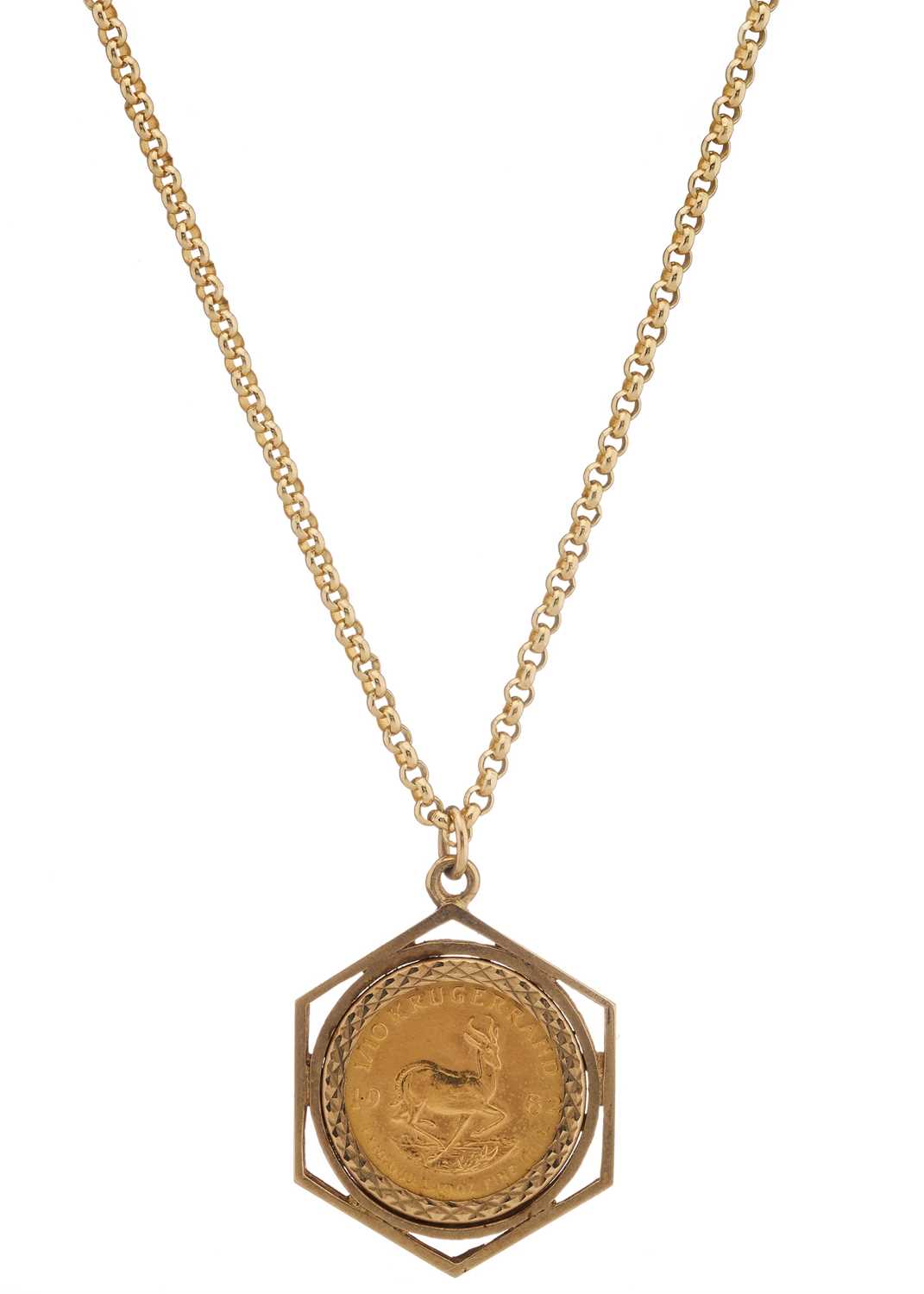 Lot 191 - A 1982 1/10 ounce Krugerrand pendant, with chain