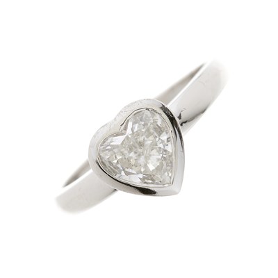 Lot 210 - A platinum heart-shape diamond single-stone ring