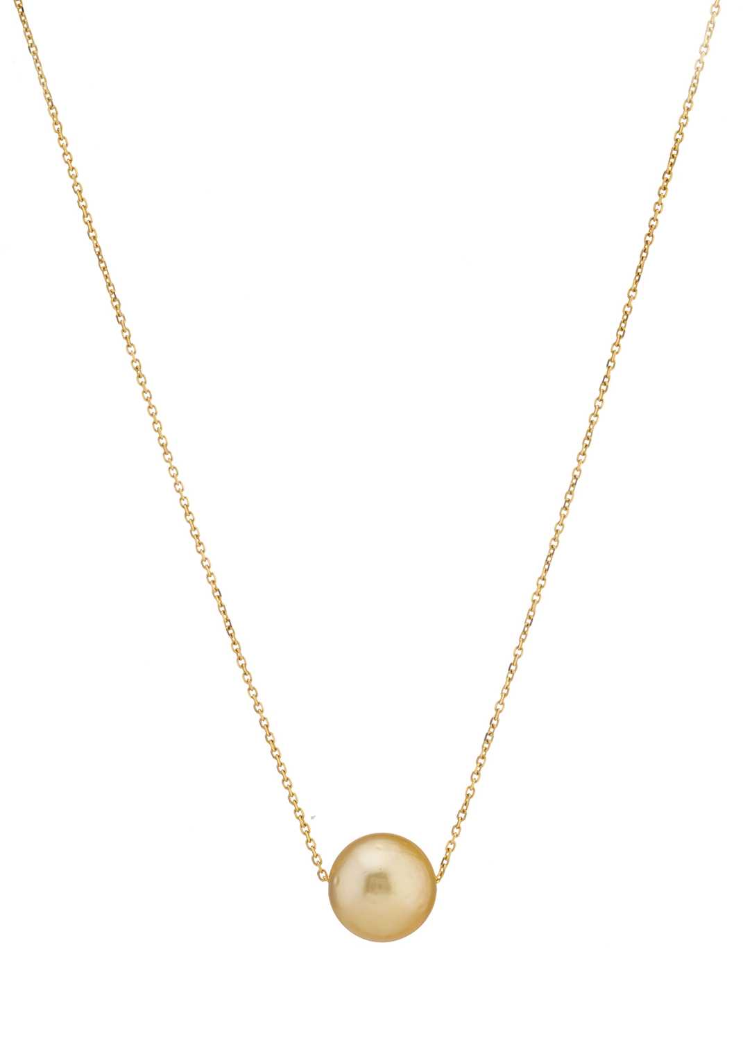 Lot 145 - An 18ct gold cultured pearl single-stone necklace