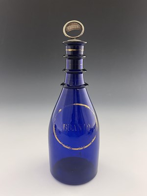 Lot 467 - A Bristol blue glass brandy decanter