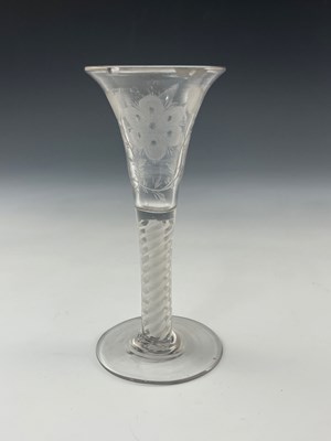 Lot 547 - A Jacobite type opaque twist wine glass, circa...