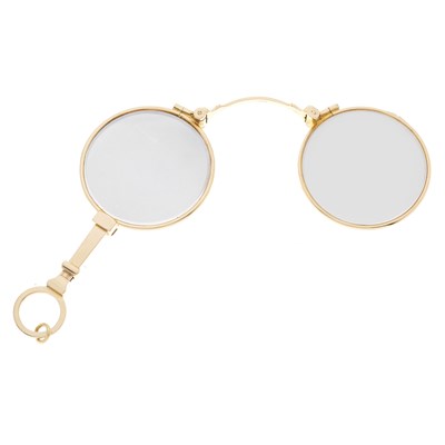 Lot 67 - A pair of early to mid 20th century 14ct gold lorgnette folding glasses