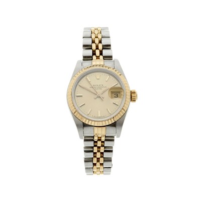 Lot 255 - Rolex, a stainless steel and gold Oyster Perpetual Date bracelet watch