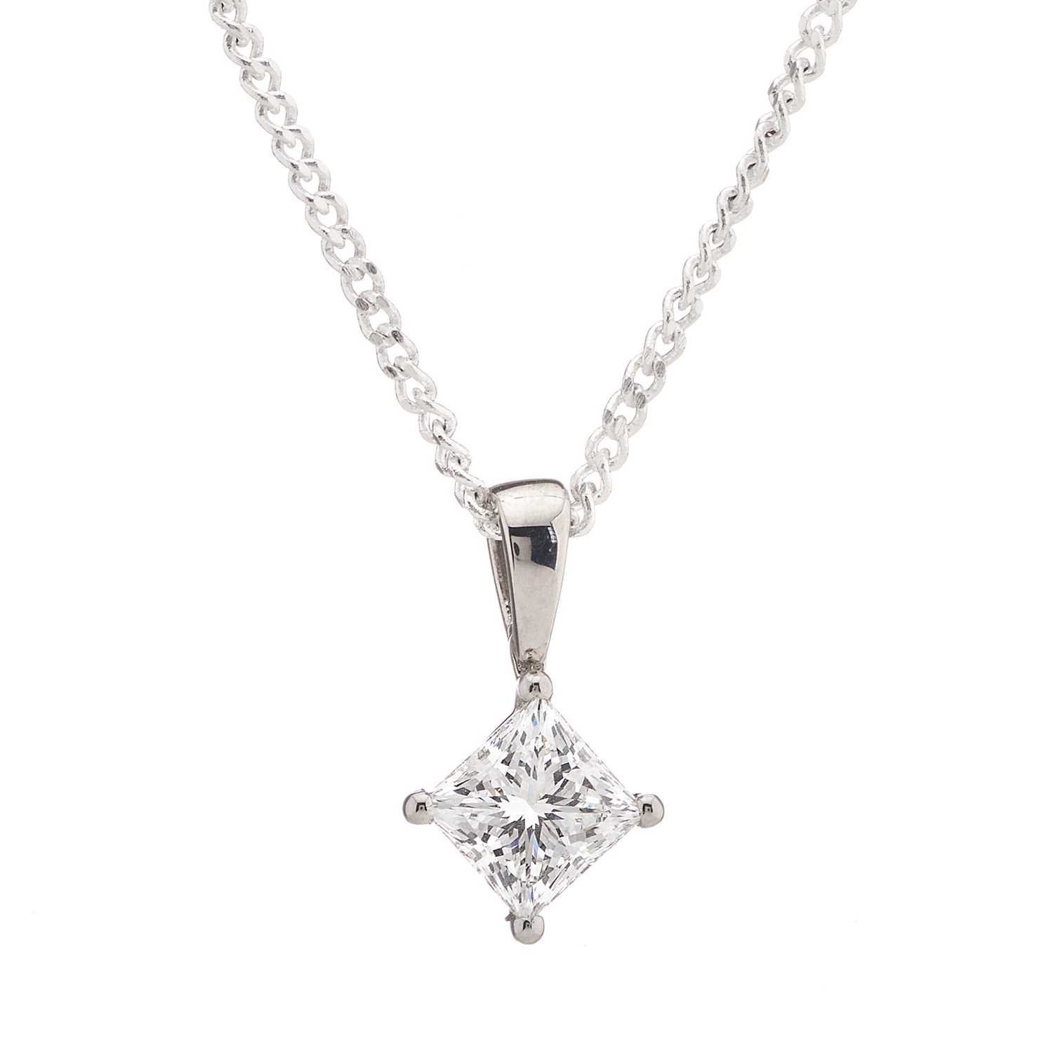 Lot 20 - An 18ct gold diamond single-stone pendant, of 1.12ct, with chain
