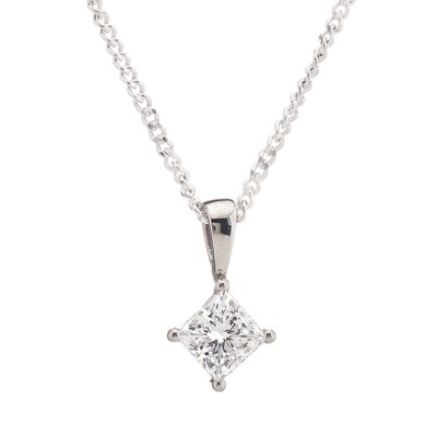 Lot 20 - An 18ct gold diamond single-stone pendant, of 1.12ct, with chain