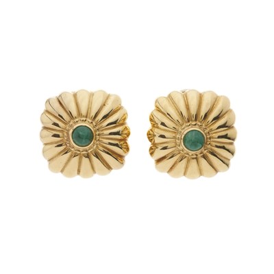 Lot 167 - A pair of 18ct gold emerald earrings