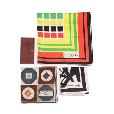 Lot 385 - Lanvin, a wallet and three scarves, to include...