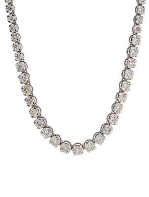 Lot 136 - An impressive 18ct gold diamond line necklace