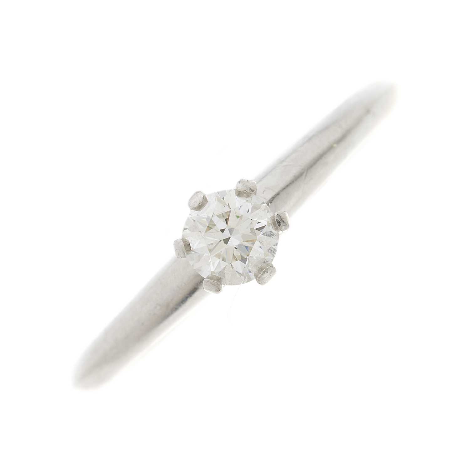 Lot 71 - Tiffany & Co., a platinum diamond single-stone ring, of 0.27ct