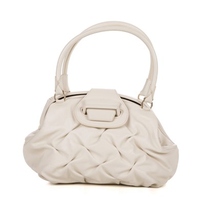 Lot 460 - Smythson, a white leather Nancy handbag,...