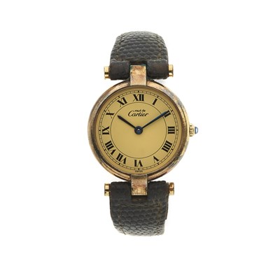 Lot 221 - Cartier, a silver and gold plated Must de Cartier wrist watch