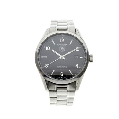 Lot 240 - Tag Heuer, a stainless steel Carrera date bracelet watch