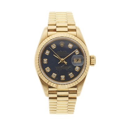 Lot 237 - Rolex, an 18ct gold Oyster Perpetual Datejust bracelet watch