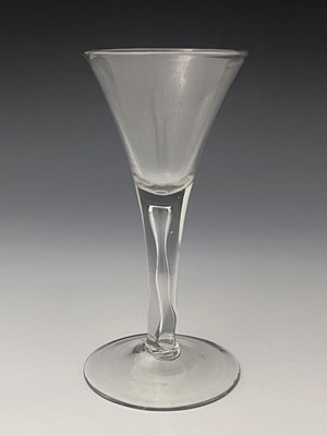 Lot 573 - An air stem wine glass, circa 1760, the...