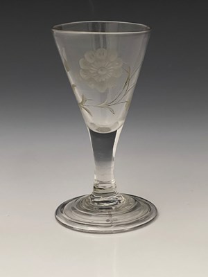 Lot 582 - A Jacobite wine glass, circa 1745, the conical...