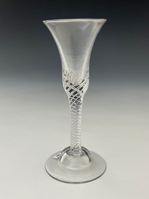 Lot 584 - An airtwist wine glass, circa 1750, the bell...