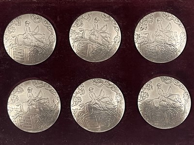 Lot 264 - A set of six George III silver hunt buttons,...