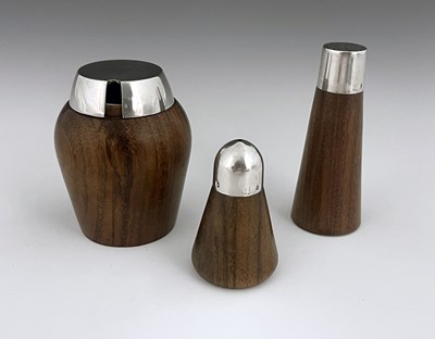 Lot 114 - A Spanish Modernist silver and walnut three...