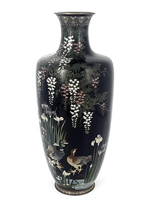 Lot 568 - A large Japanese cloisonne enamelled vase,...