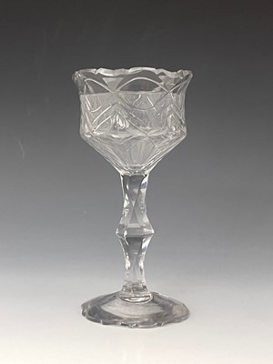 Lot 593 - A facet cut pedestal sweetmeat glass, circa...