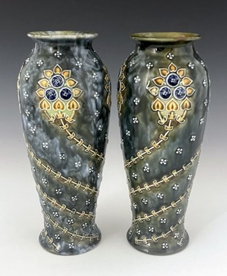 Lot 716 - A pair of Doulton Lambeth stoneware vases,...