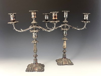 Lot 6 - A pair of Victorian plated three-light...